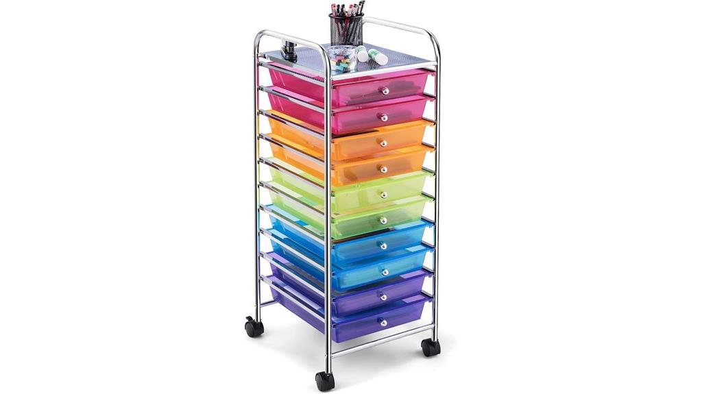 10 drawer rolling storage cart