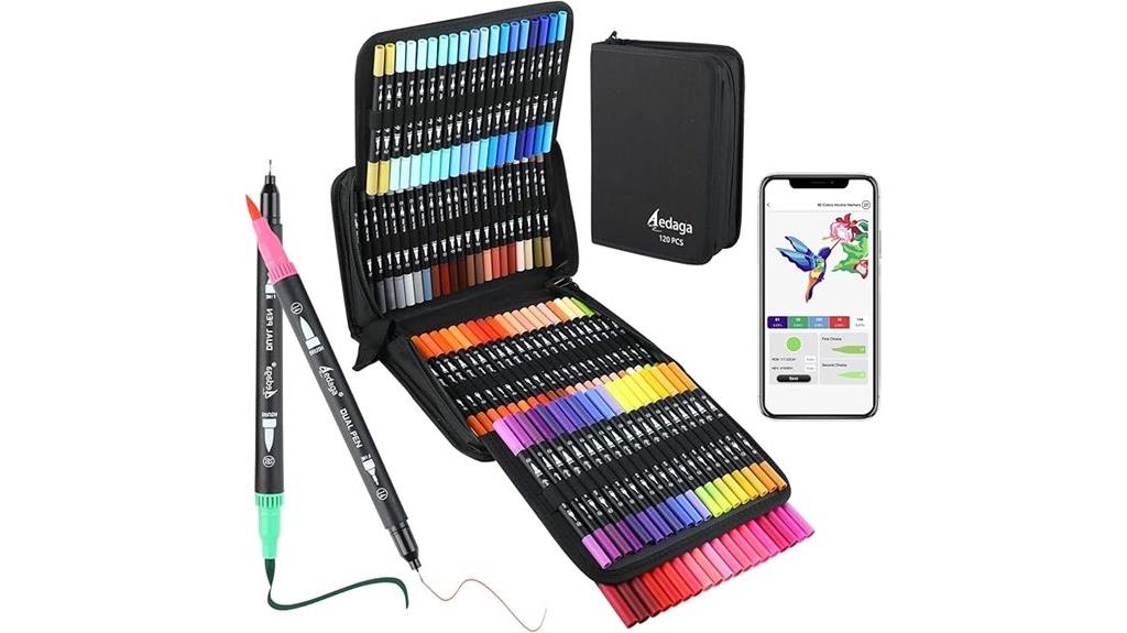 120 color dual tip pens