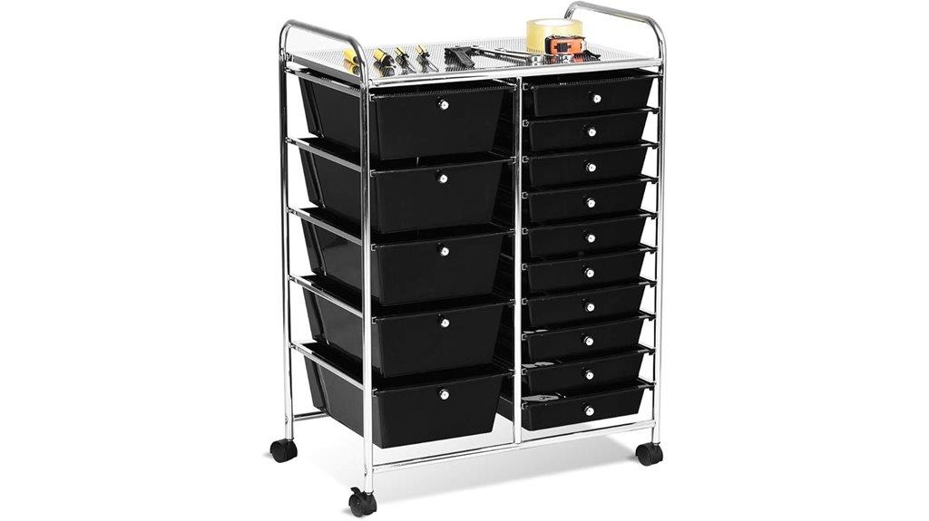15 drawer rolling storage cart