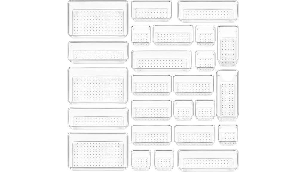 25 piece clear drawer organizers