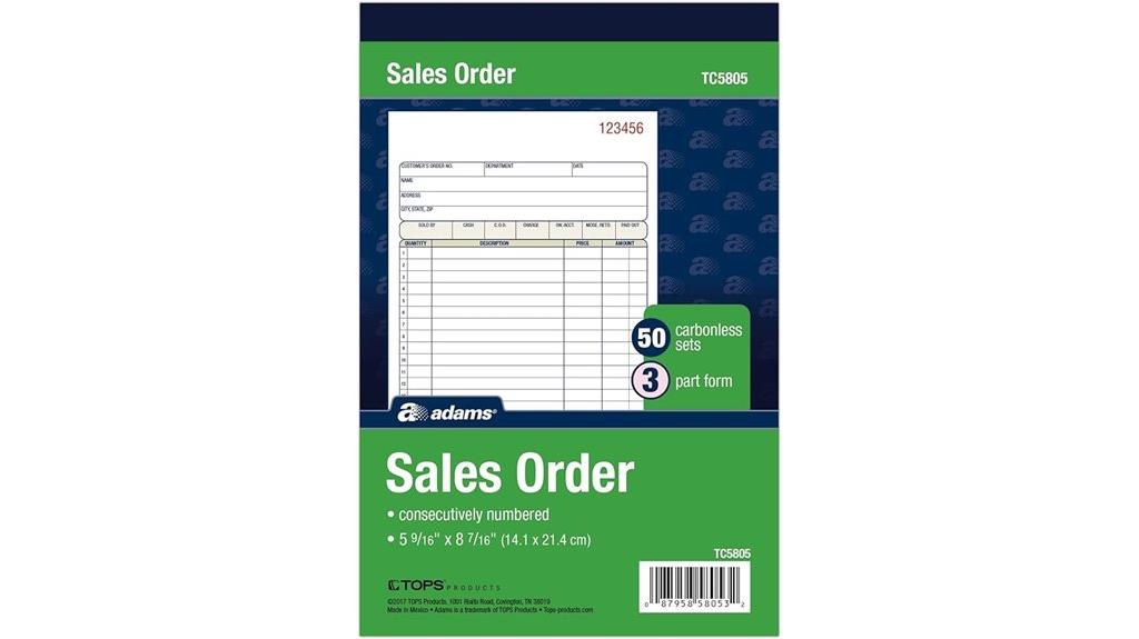 adams 3 part sales book