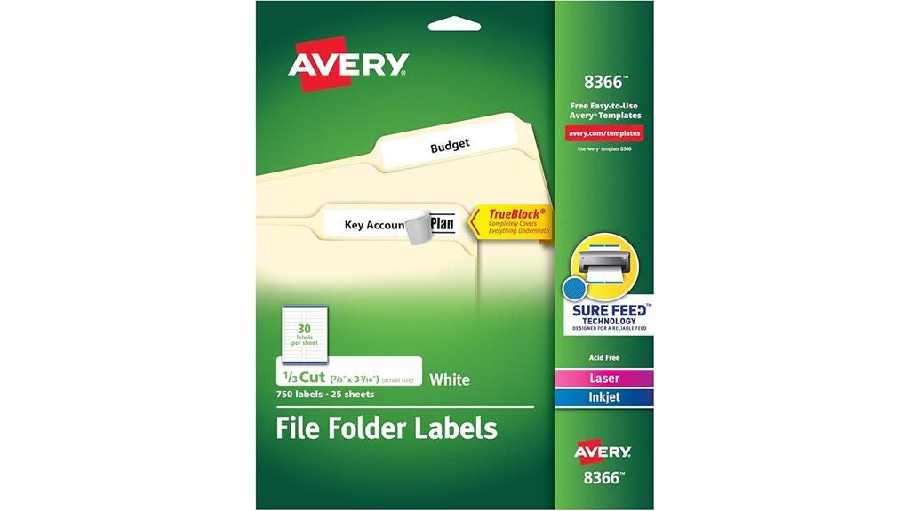 avery trueblock folder labels