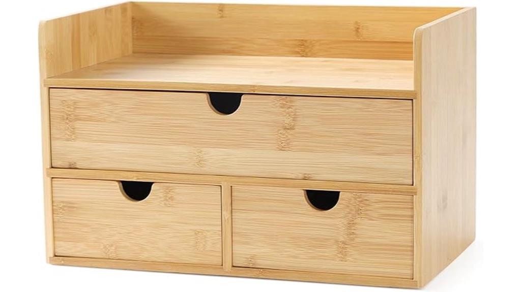 bamboo desk organizer with shelves
