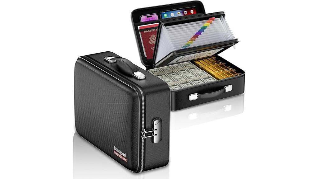 black fireproof document organizer