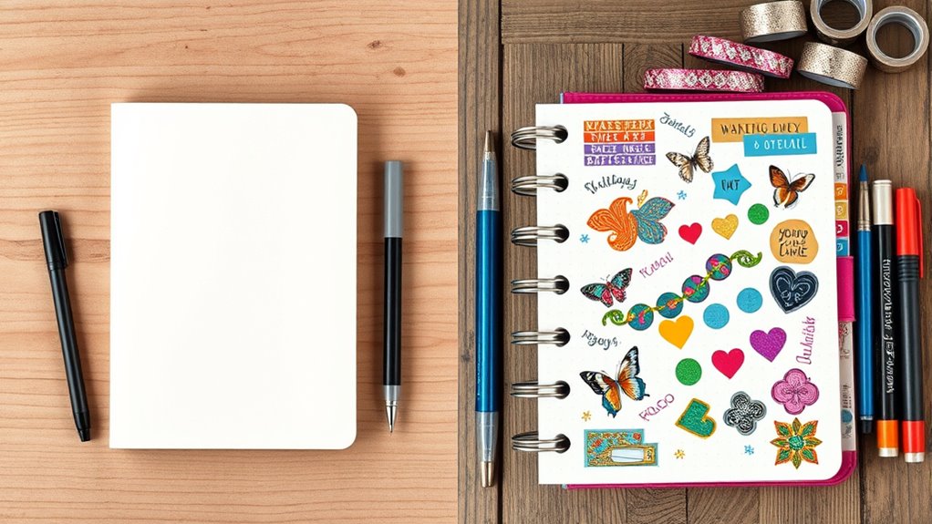 choosing pens and paper