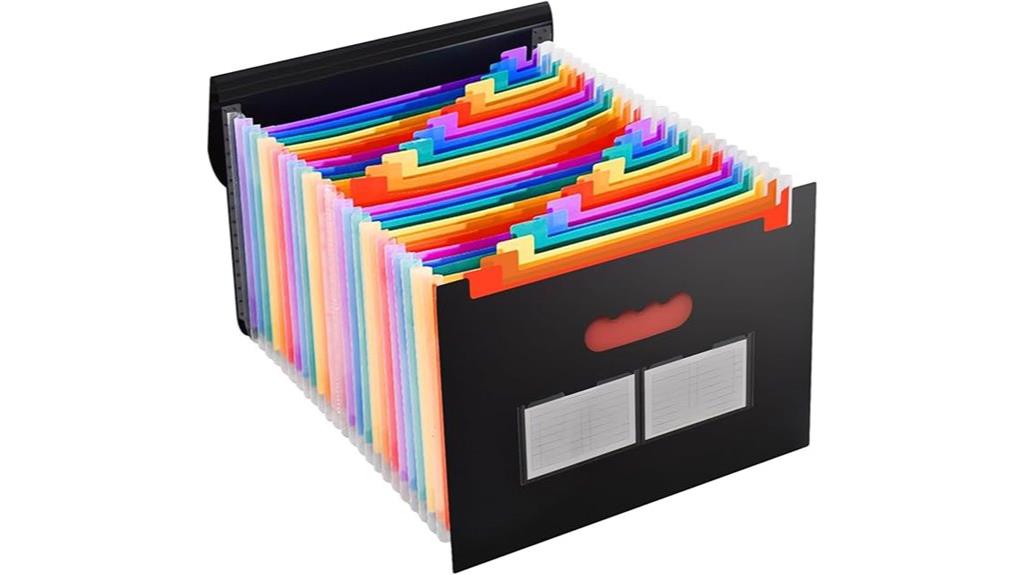 colorful 25 pocket accordion organizer