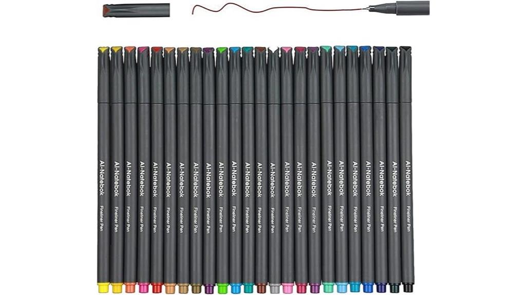 colorful fine tip pens