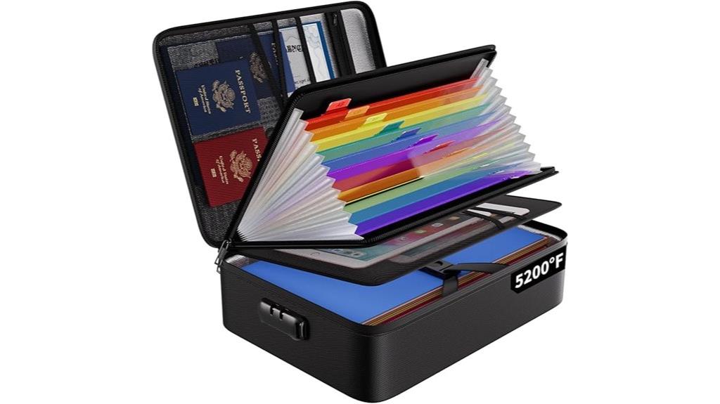 colorful fireproof file organizer