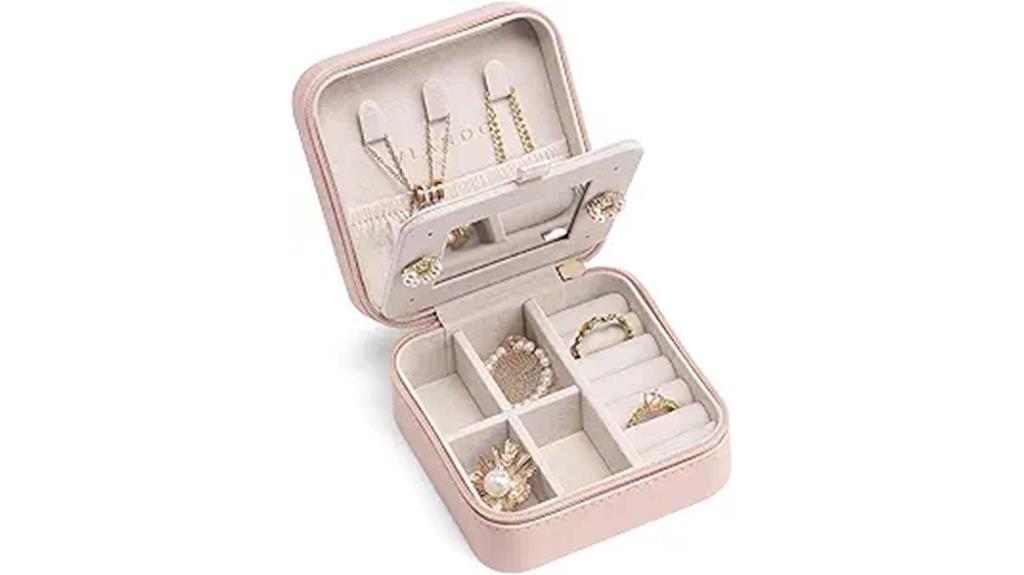 compact jewelry organizer with mirror