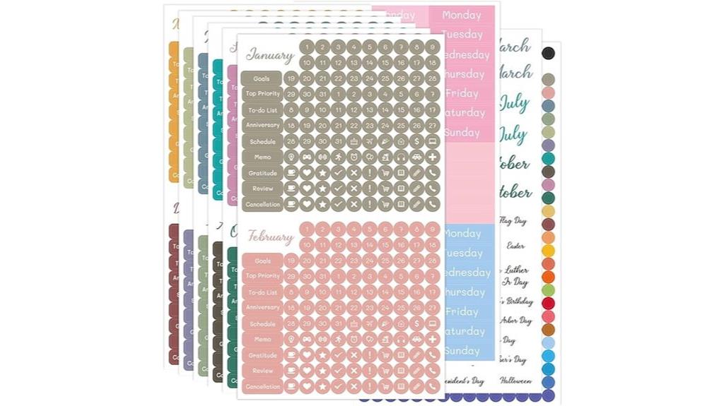 date dot stickers set