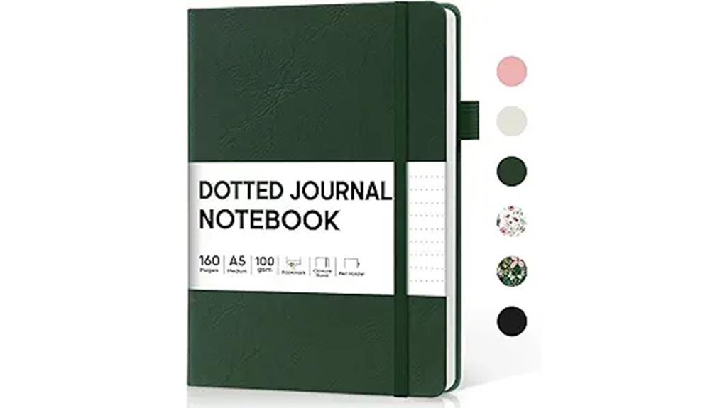 dotted green journal notebook
