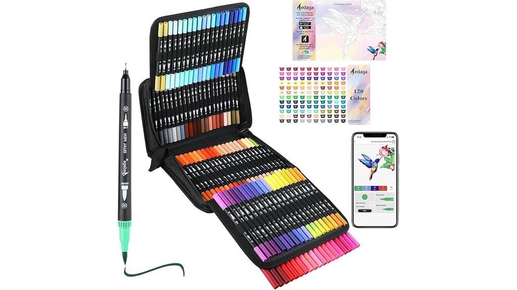 dual brush markers with app