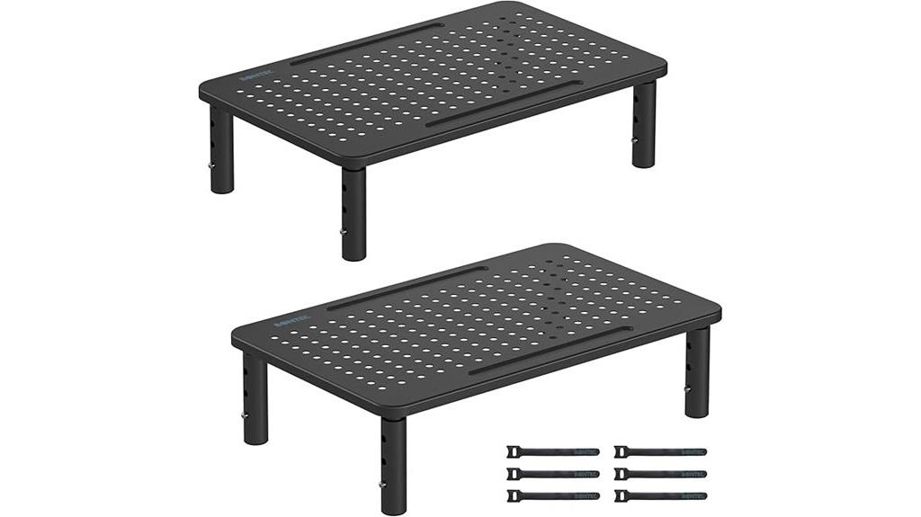 dual monitor riser with pen holder