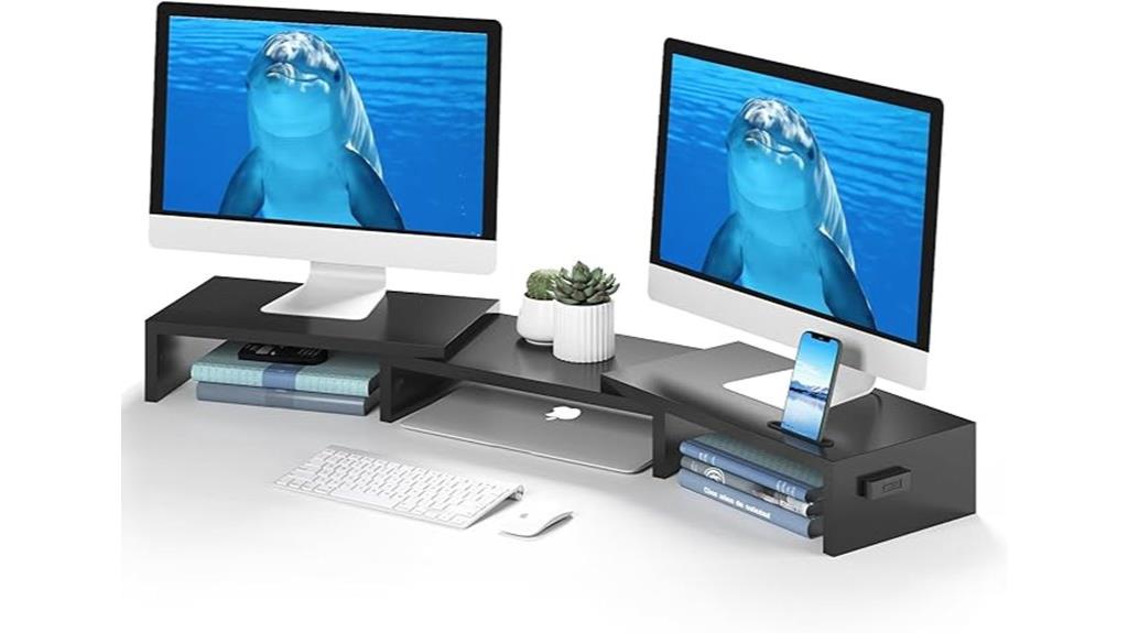 dual monitor stand with holder