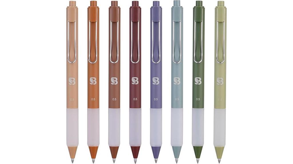 eight colorful gel pens