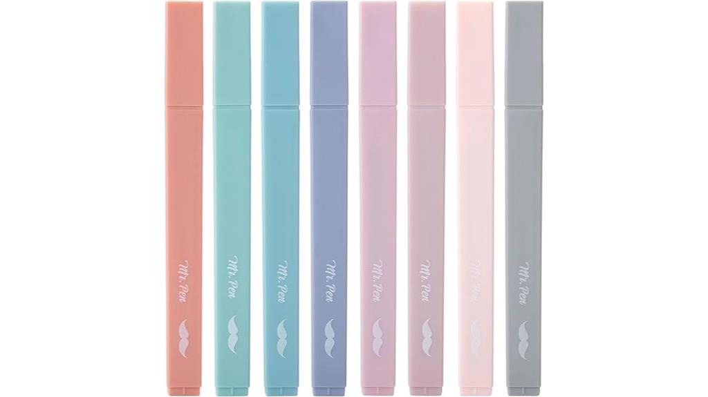 eight piece chisel tip highlighters
