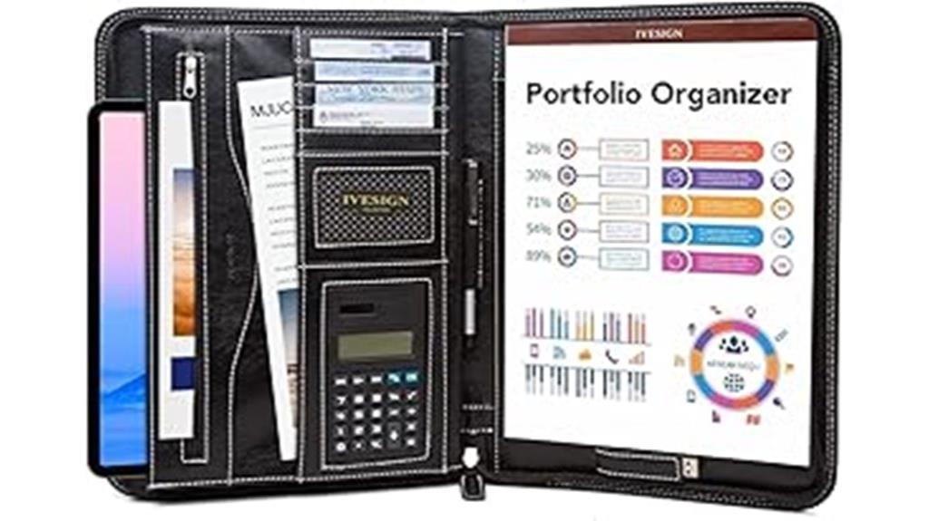 faux leather organizer portfolio