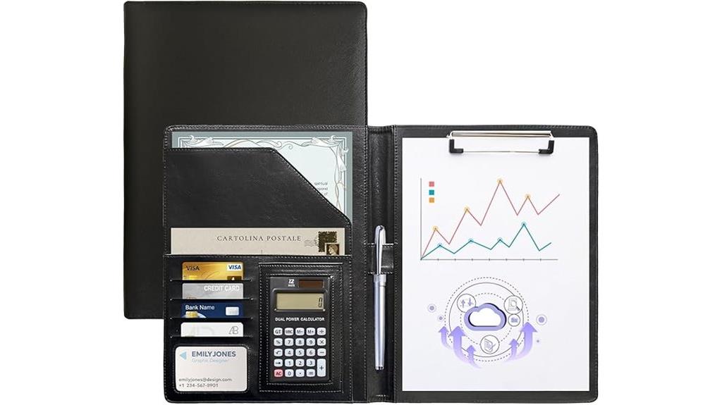 faux leather portfolio folder