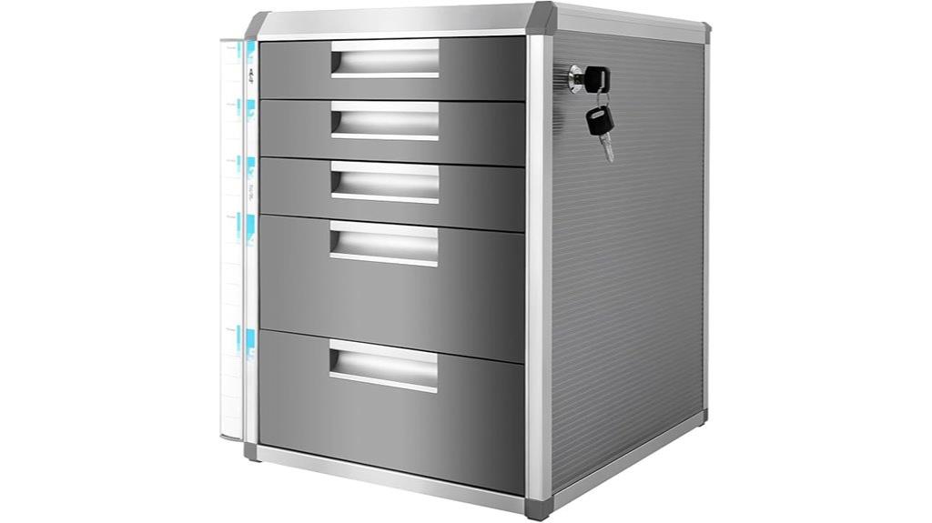 five drawer metal storage cabinet