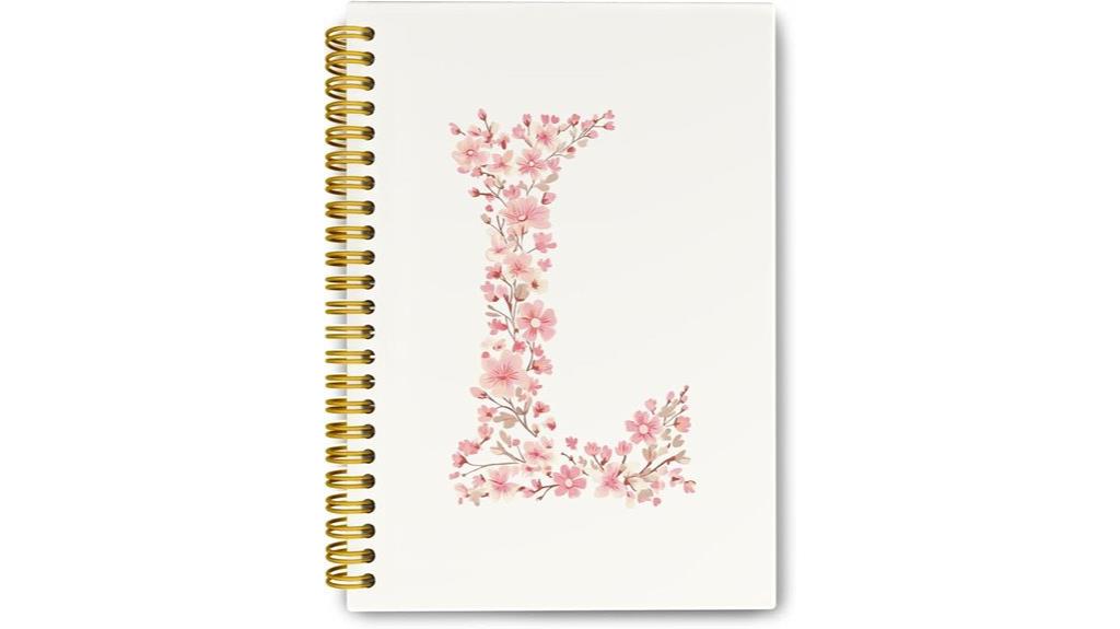floral monogram spiral notebook