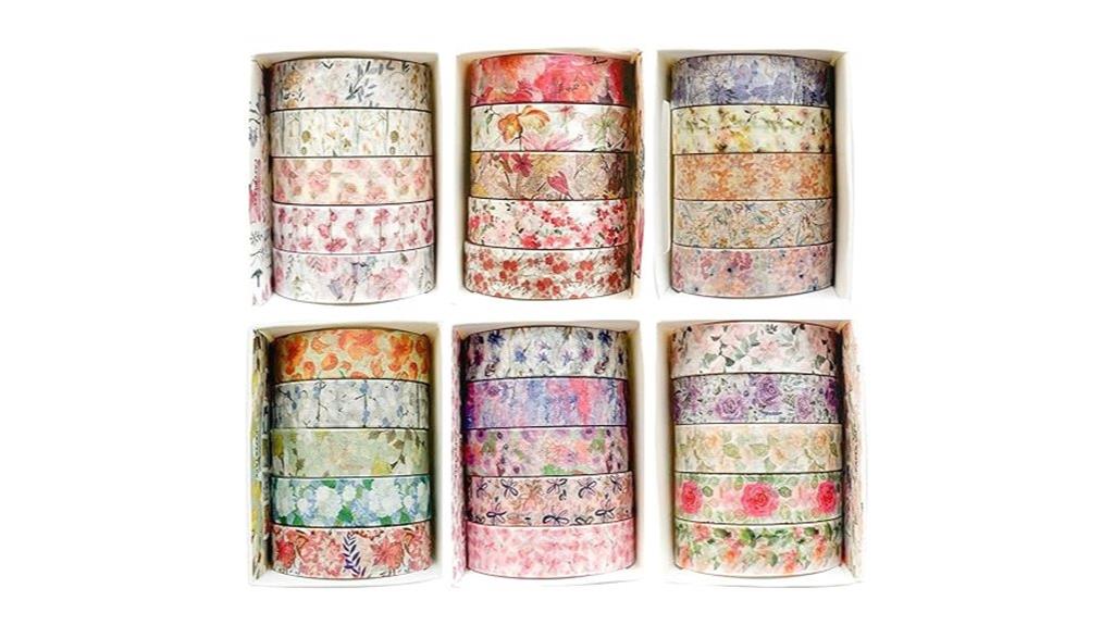 flower themed washi tape collection
