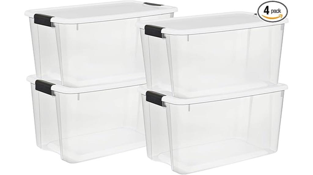 four sturdy storage bins