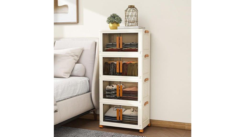 four tier stackable storage bins