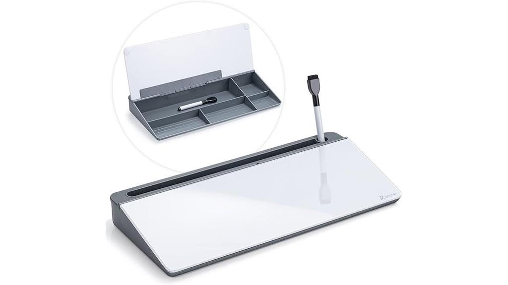 glass whiteboard with storage