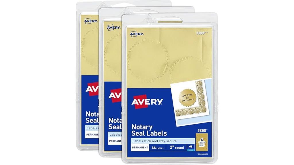 gold avery notary seals