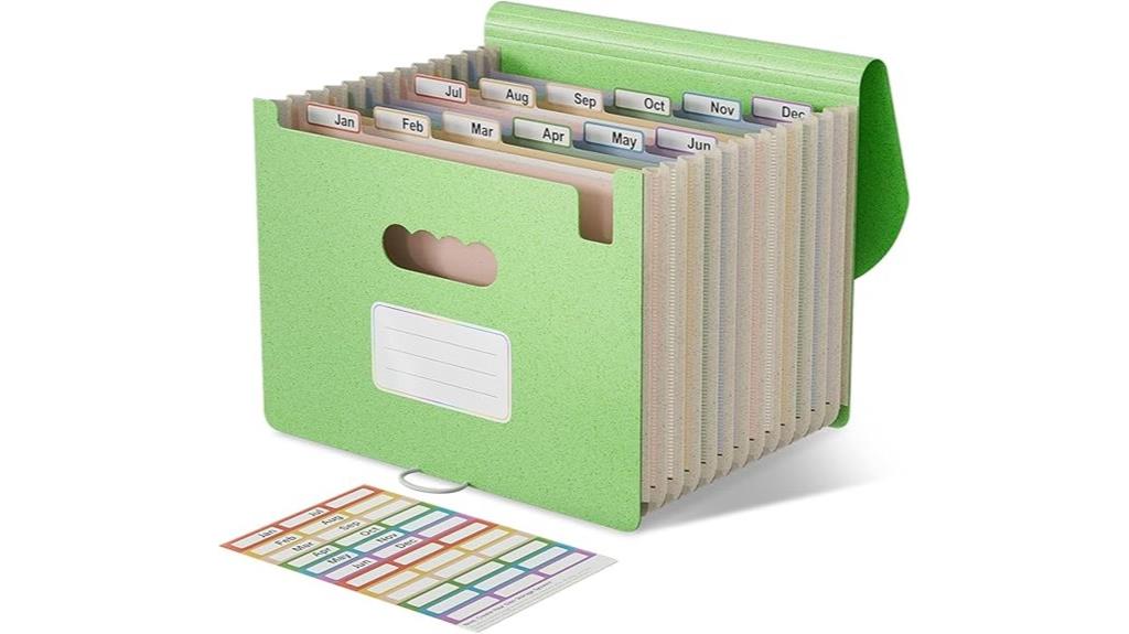 green accordion file organizer