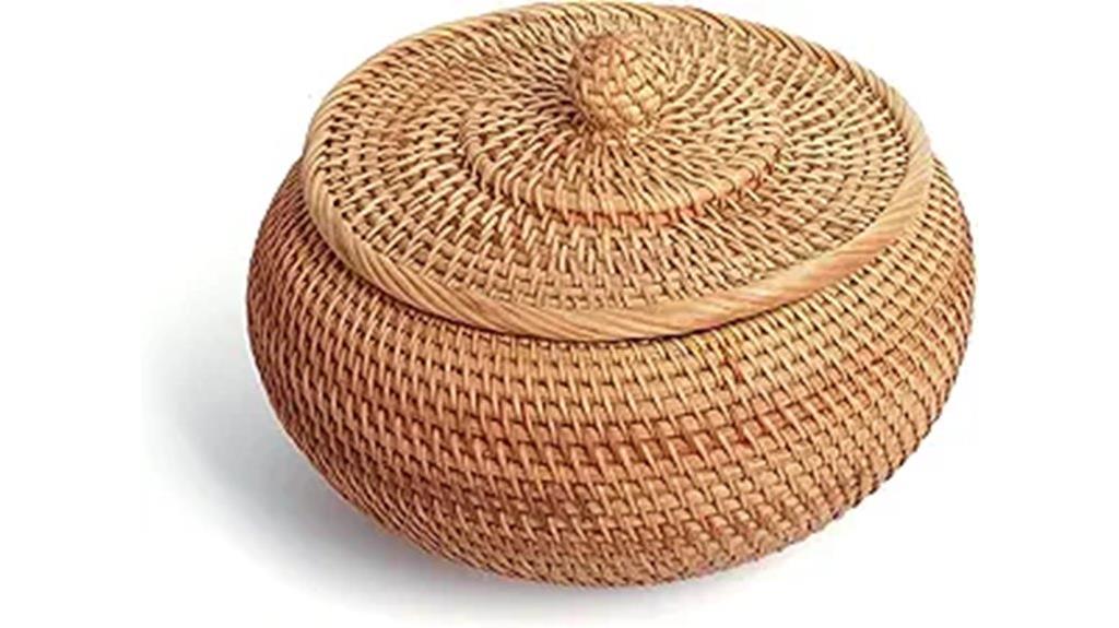 handwoven rattan storage basket