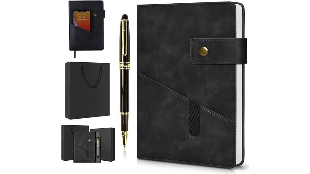 leather journal with pen
