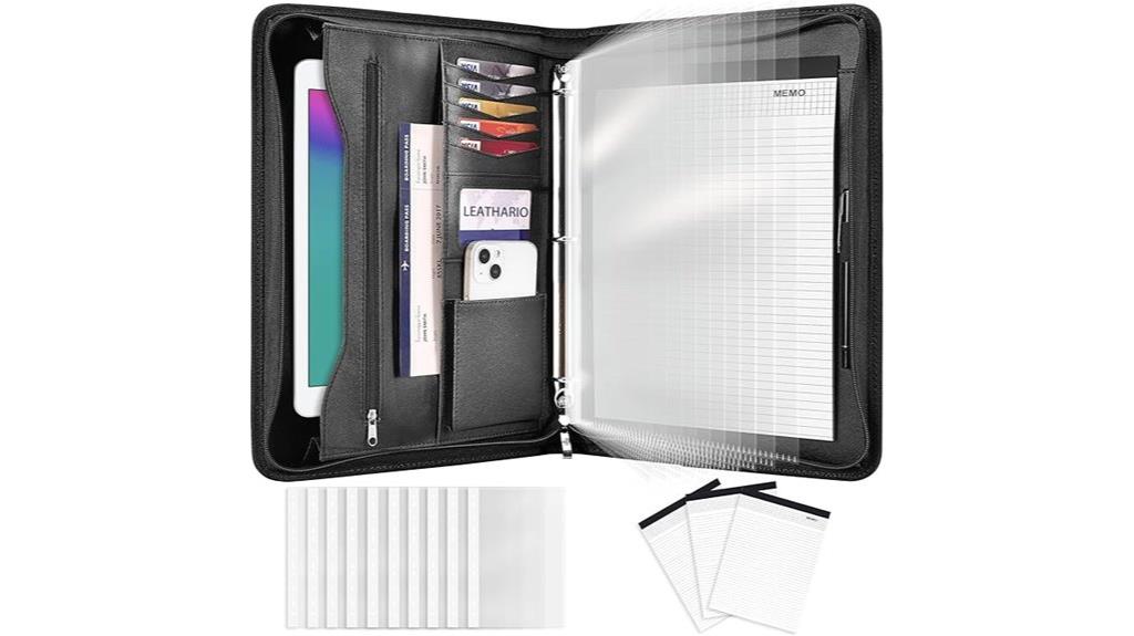 leather portfolio with accessories