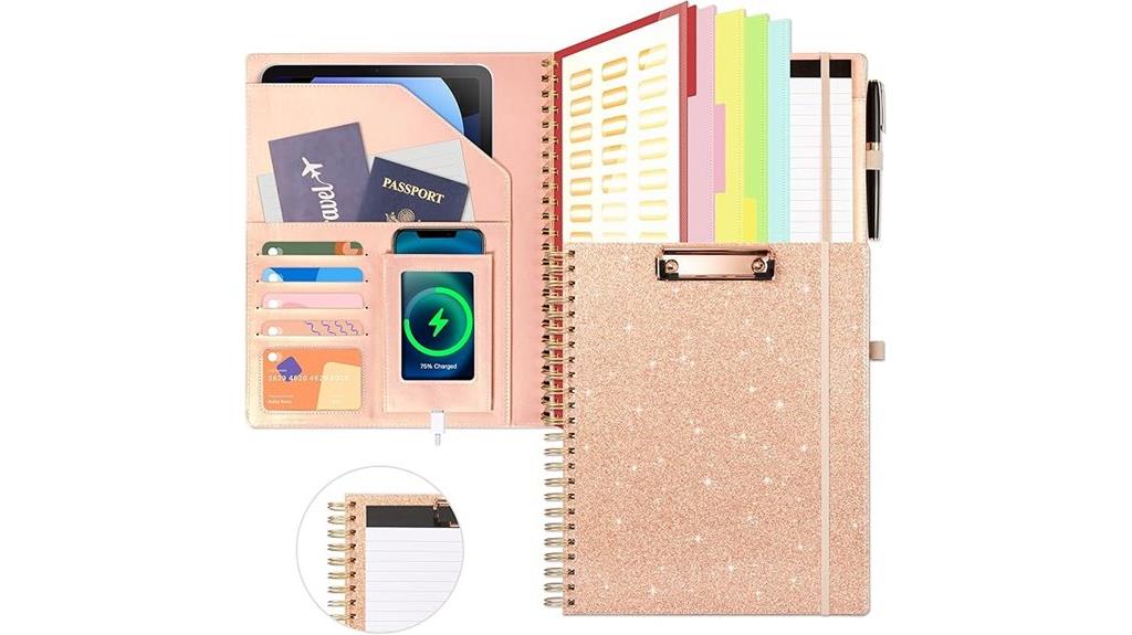 leather portfolio with clipboard
