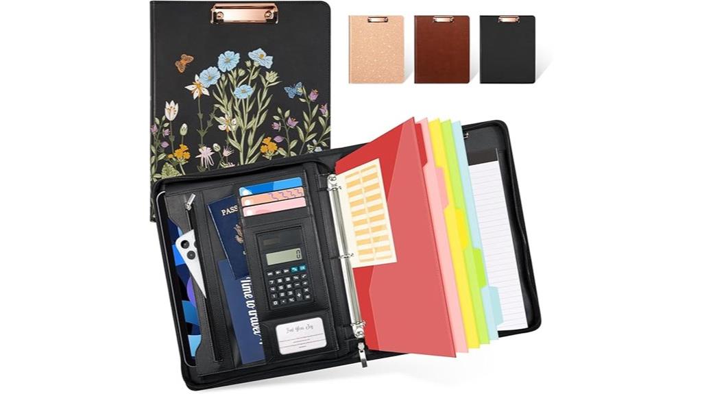 leather portfolio with zipper