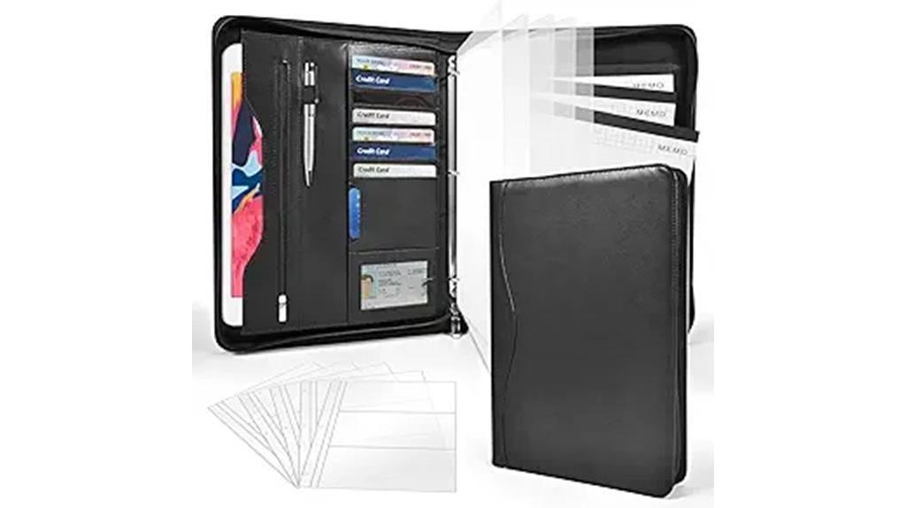 leather zipper document organizer