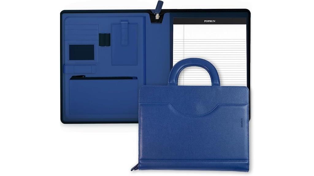 leather zipper portfolio binder