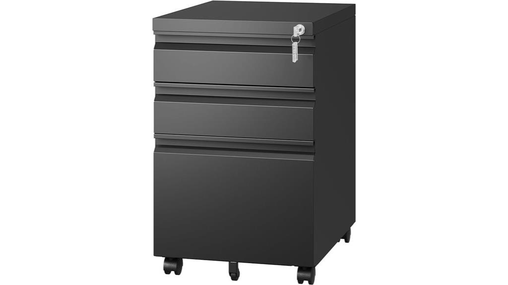 lockable three drawer mobile cabinet