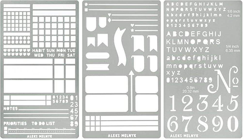metal bullet journaling stencils