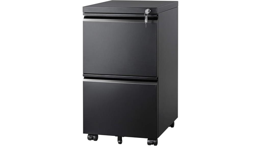metal two drawer cabinet