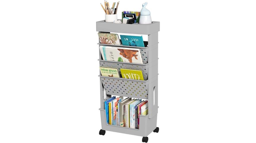 mobile five tier bookshelf