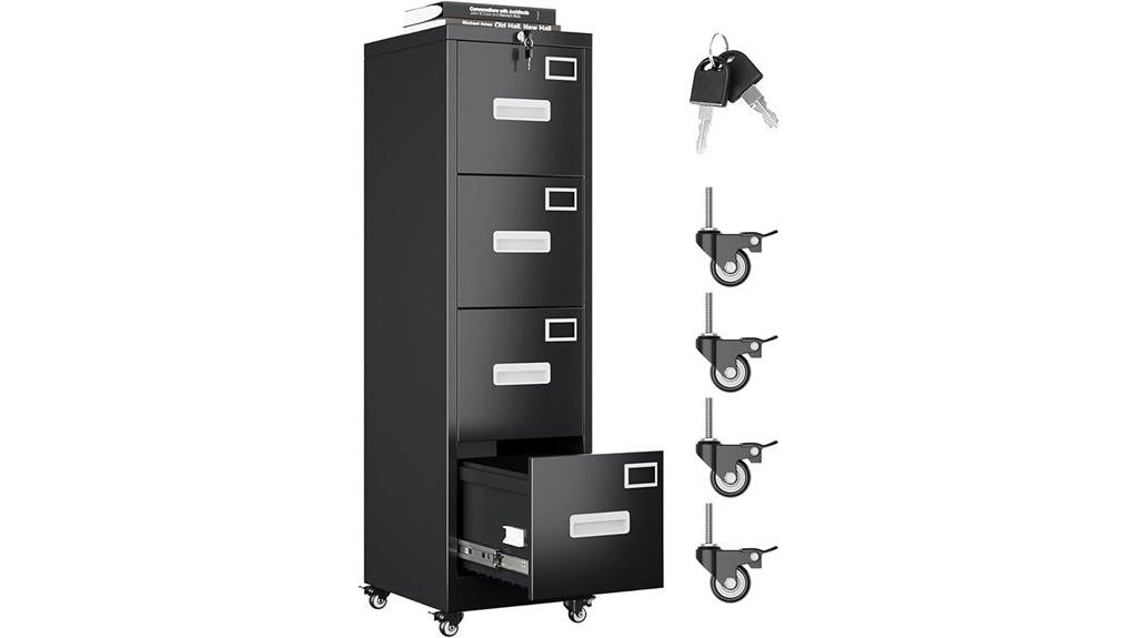 mobile four drawer file cabinet