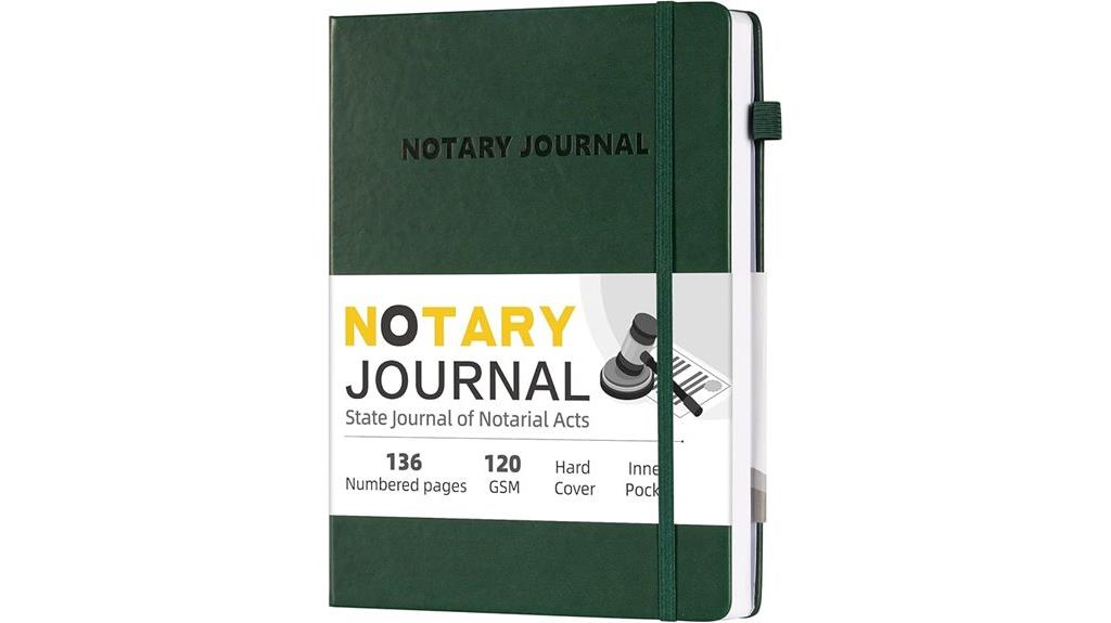 notary journal book size