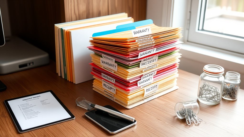 organize receipts and warranties
