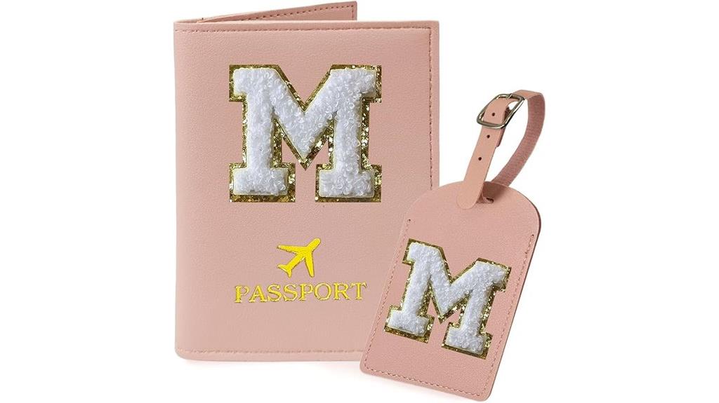 pink passport and luggage set