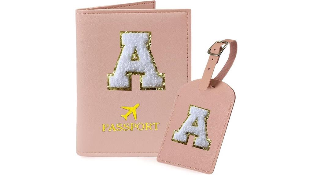 pink passport and luggage set