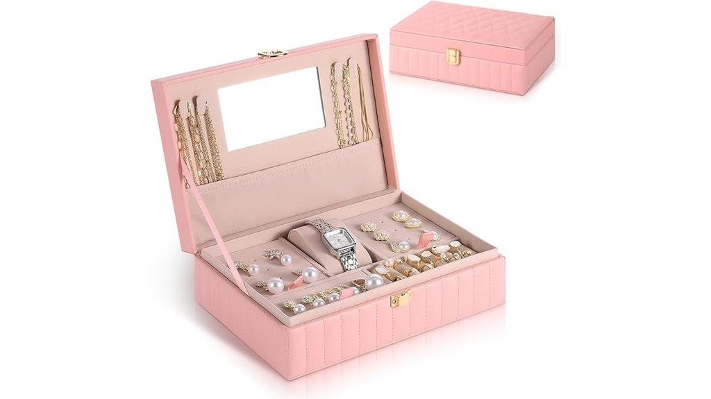 pink pu leather jewelry case