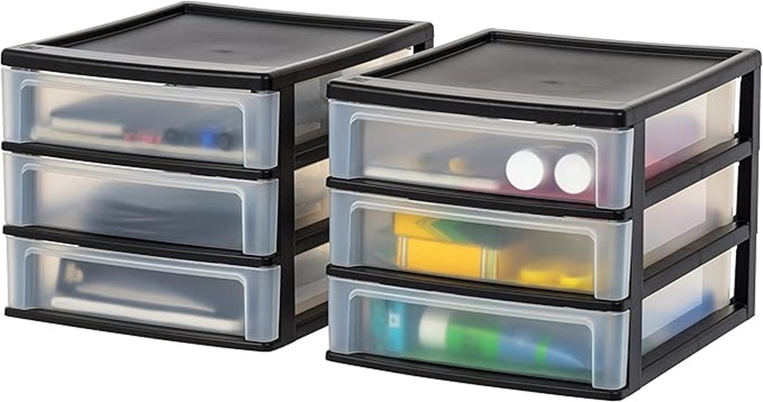 plastic 3 drawer organizer
