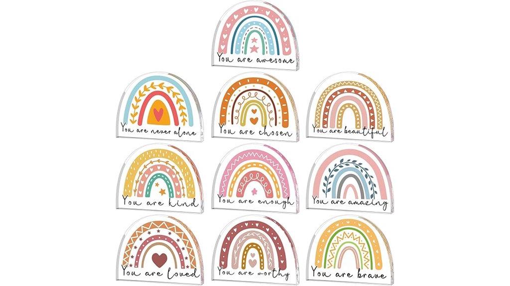 rainbow quote paperweights set