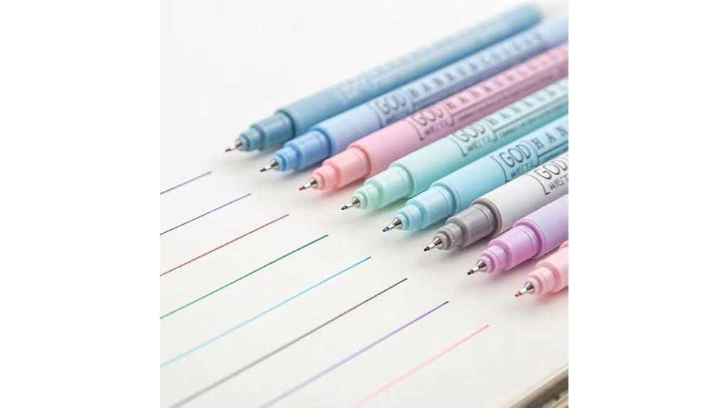 set of eight colored fineliner pens